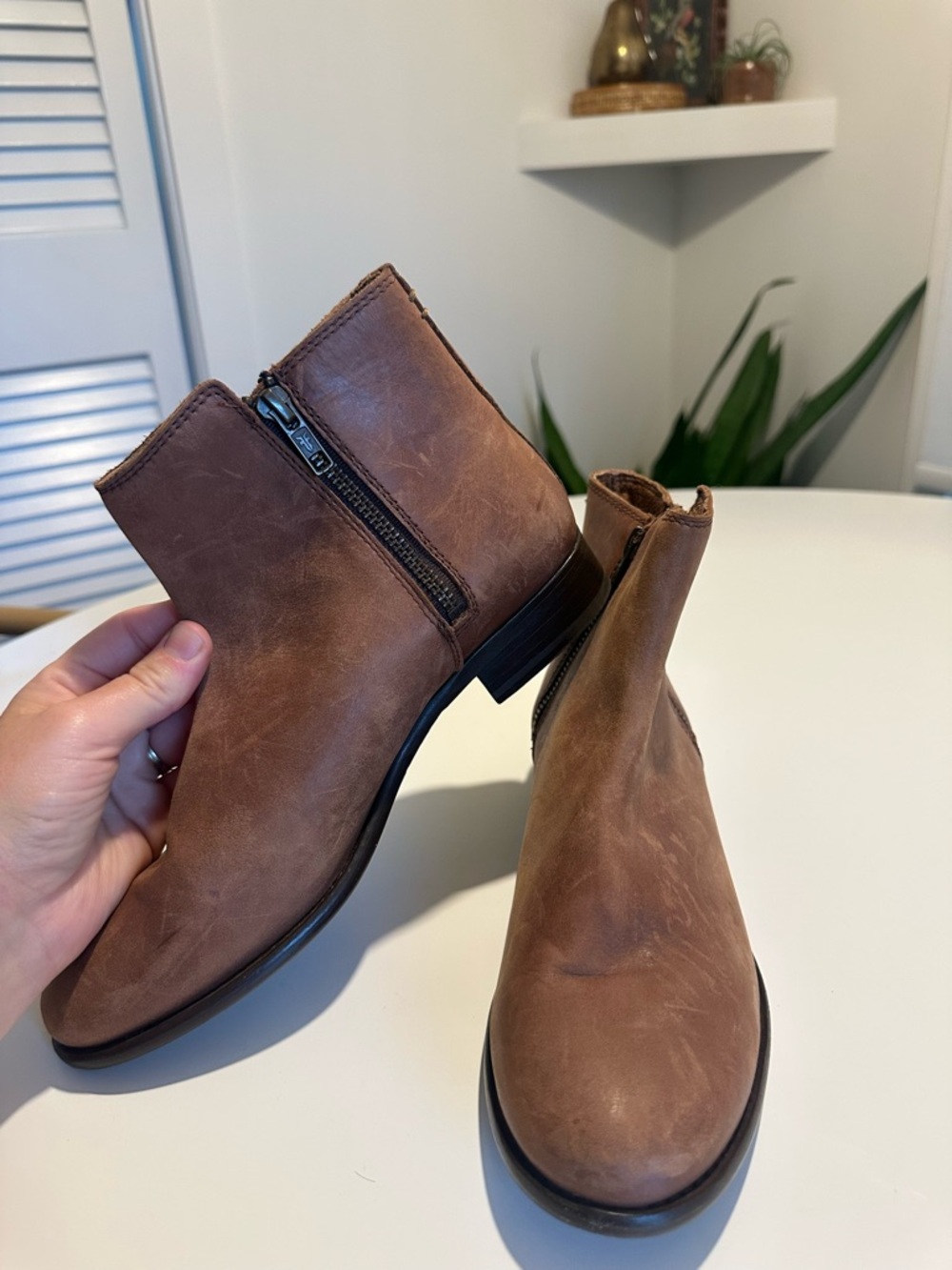 Frye Brown Leather Double Zipper Chelsea Ankle Bootie Size 7